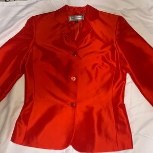 Travis Ayers Silk Suit Jacket Size 4 Polyester Lining Shoulder Padded Top Red